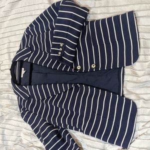 Blue and White Stripped Women's Blazer